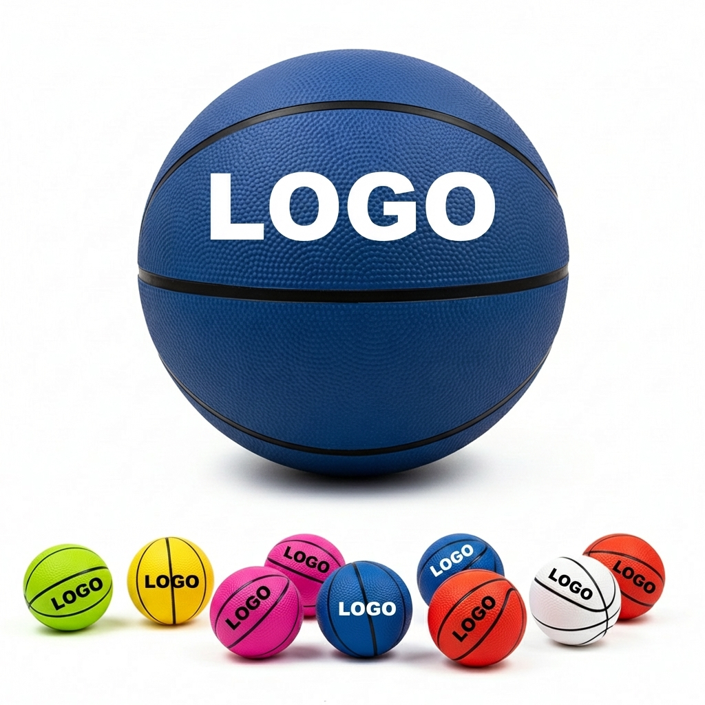 7-Inch Multi-Color Mini Rubber Basketball Set for Kids