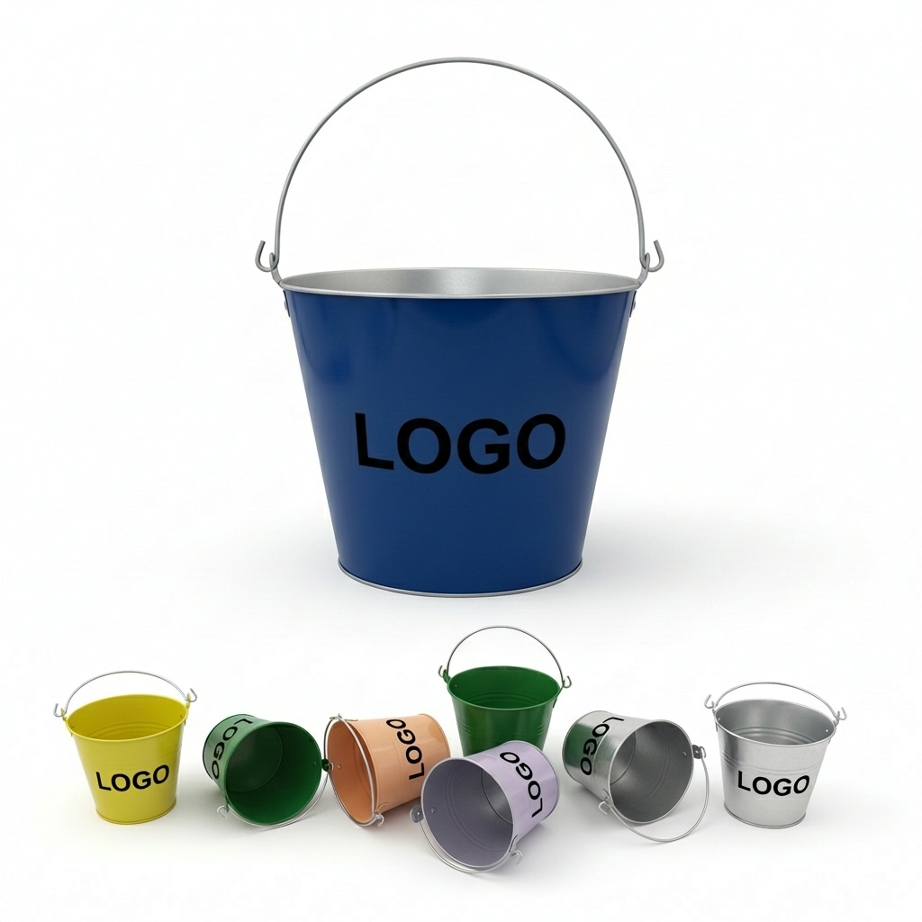 Personalized Colorful Metal Pail Drink Cooler - 5 Quart, Multi-Color Options