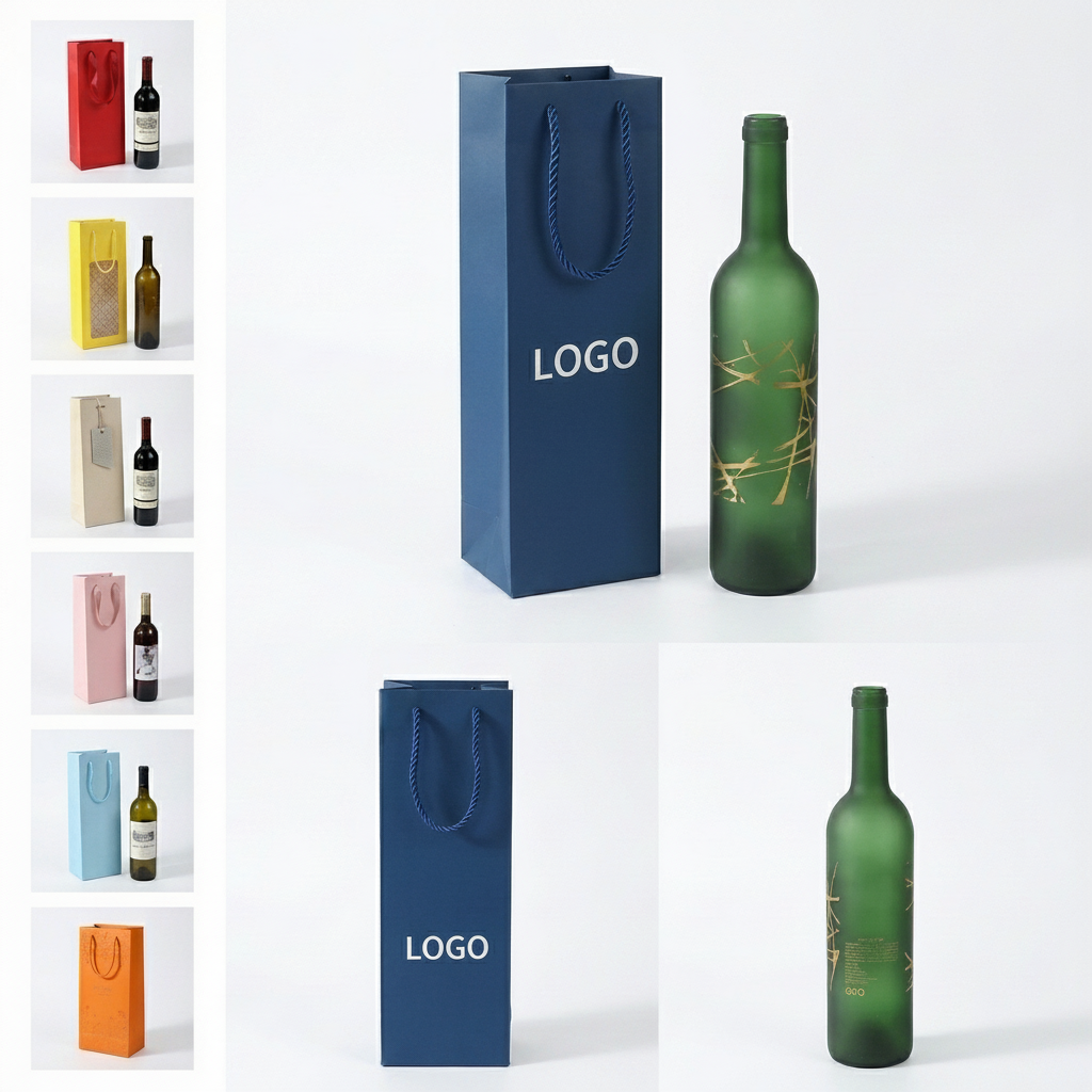 Premium Single Bottle Wine Tote Bag with Rope Handles