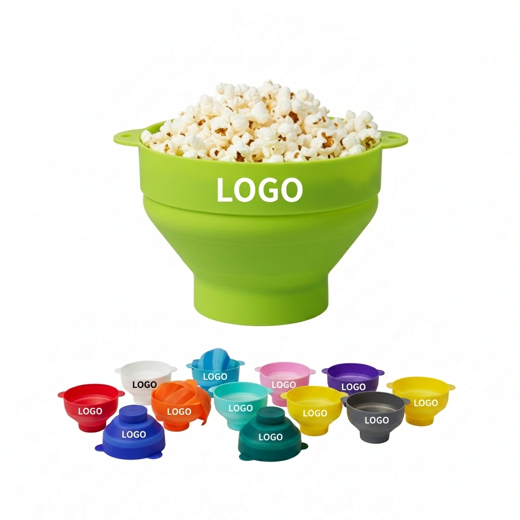Foldable 9-Inch Microwave Popcorn Maker - Portable Silicone Bowl with Cover