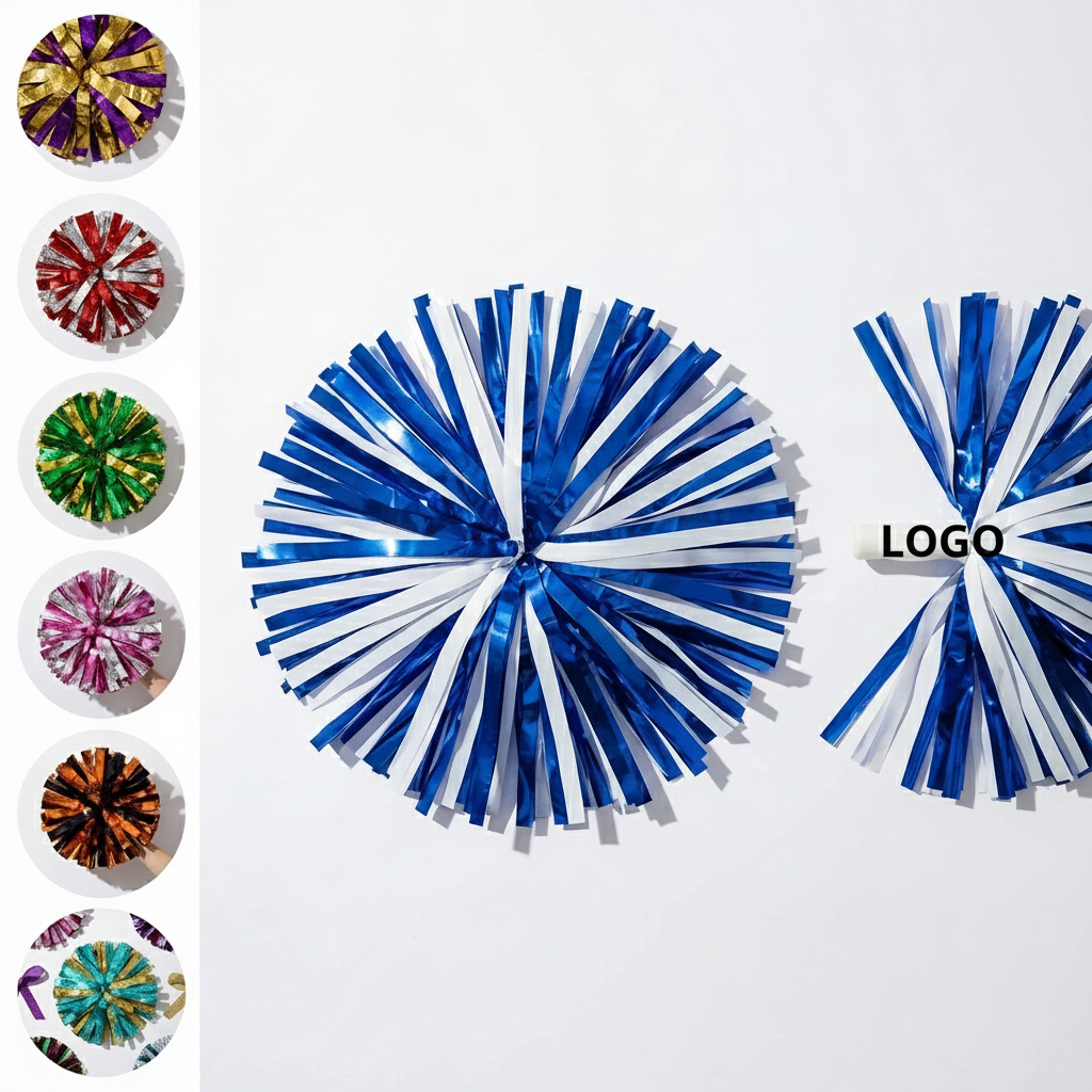 Multi-Color Cheerleading Pom Poms with Assorted Handles