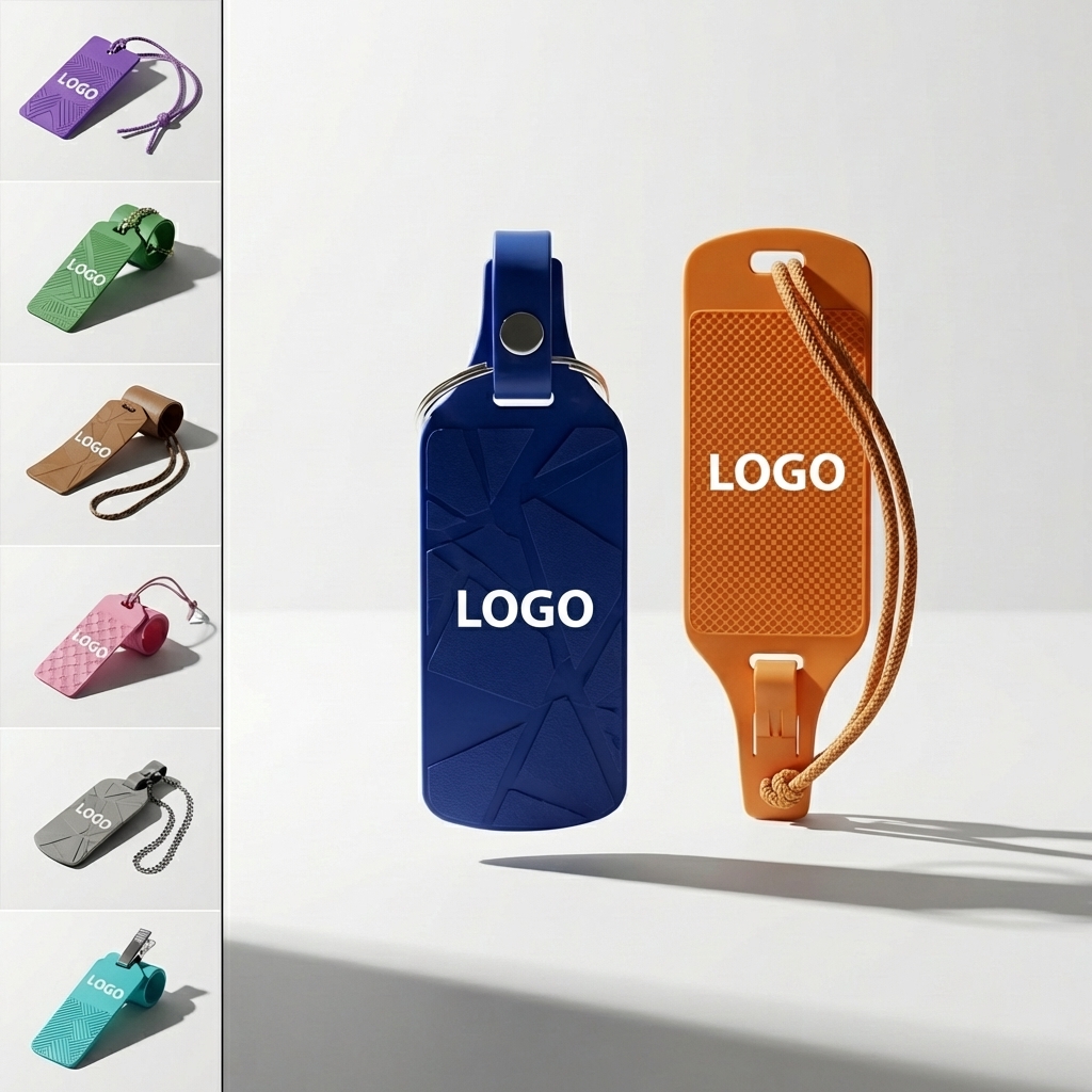 Multi-Color Plastic Door Stop and Keychain Set