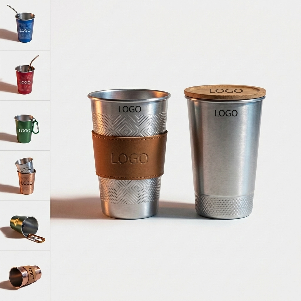 Artisan Aluminum Pint Glass with Leather Wrap & Wood Lid