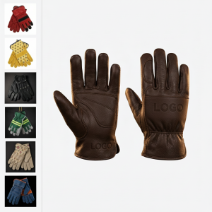 Dark Brown Buffalo Leather Work Gloves with Keystone Thumb