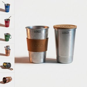 Artisan Aluminum Pint Glass with Leather Wrap & Wood Lid